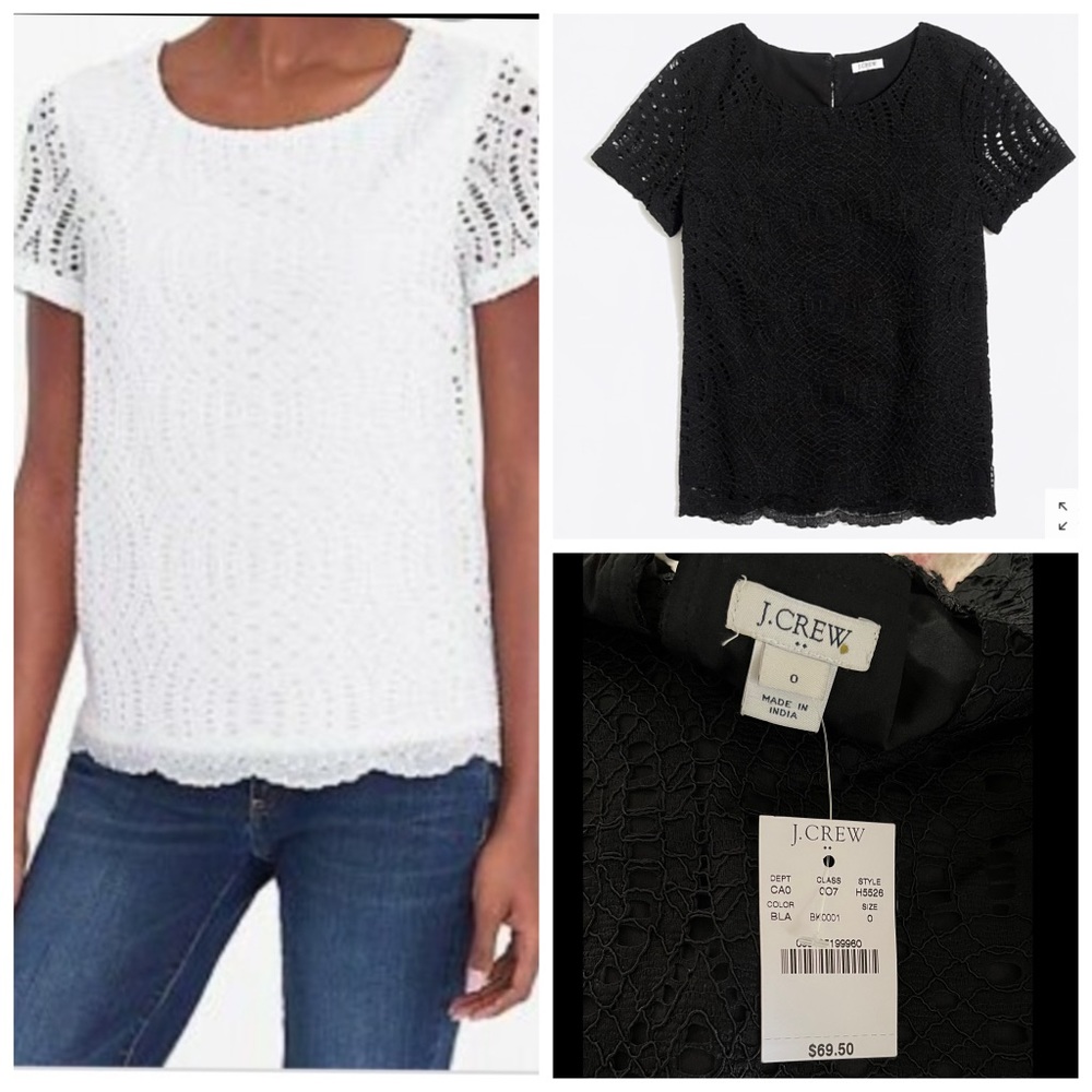 J. Crew Lace Tee. Black